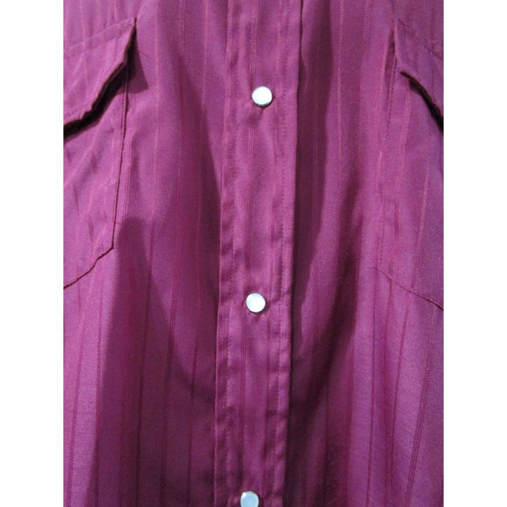 Roper Burgandy Damask Stripe White Pearl Snap Western Cowboy Shirt GUC 2XL - Picture 8 of 16